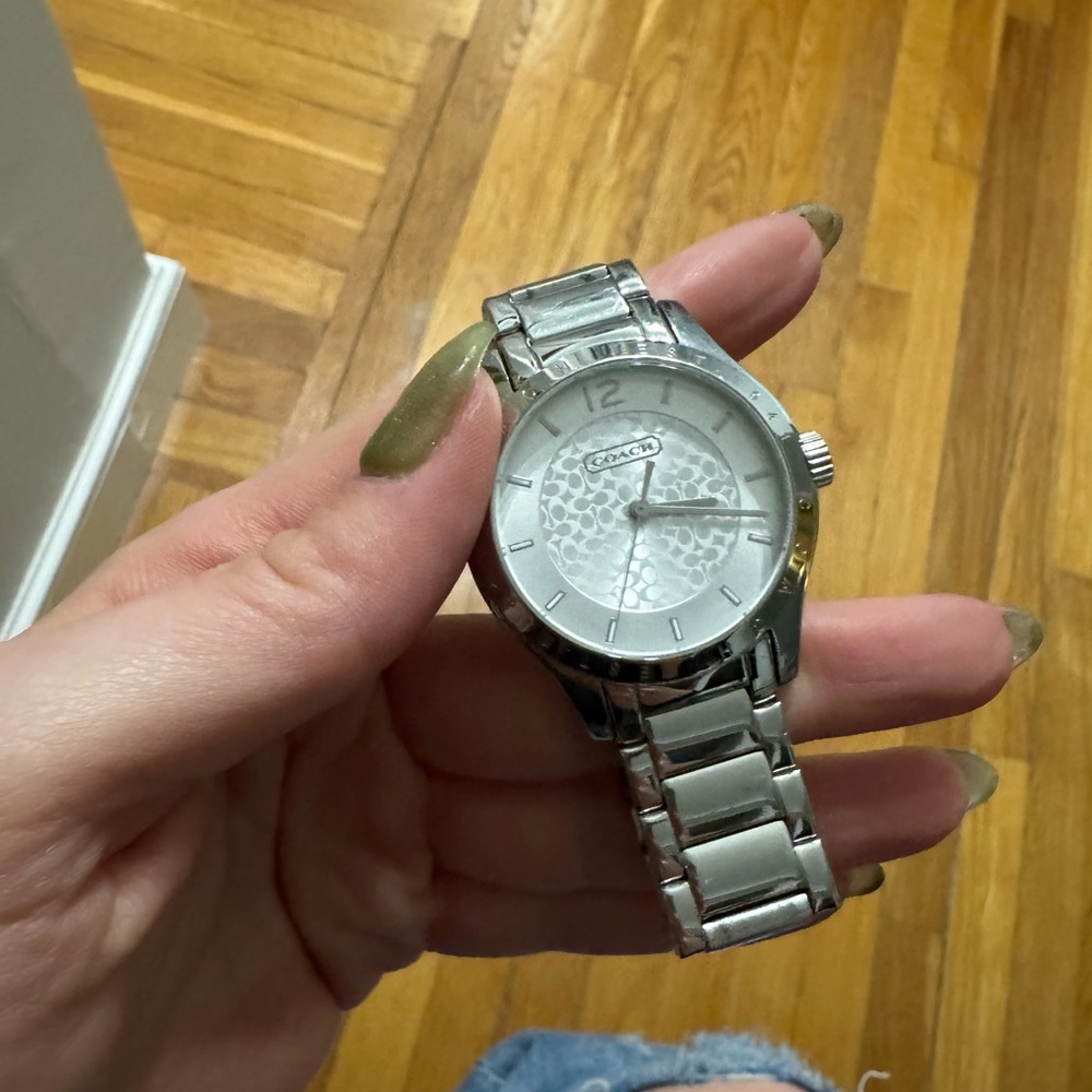 Coach Silver-Tone Signature Pattern Women's Bracelet Watch